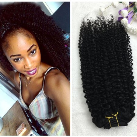 Full Shine 14" 7 Pcs 100g Curly Hair Clip Ins For African Hair Extensions American Women Natural Hair Full Head Clip In Remy Human Hair Extensions Curly Black Remy Human Hair for Black Women