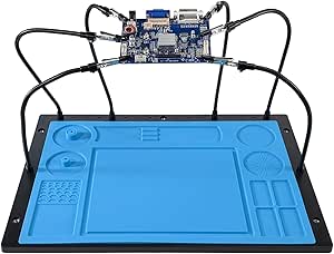 Kaisi Helping Hands Soldering Station with Soldering Mat,6 Flexible Arms Third Hand Tool Heat-Resistant Silicone Solder Mat Base Soldering Kit Helping Hands for Electronic Repair Soldering Jewelry DIY