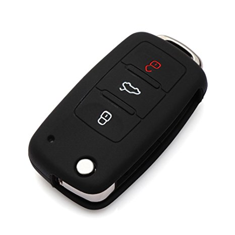 AndyGo Protective Silicone Key Cover Keyless Entry Remote Fob Shell Fit For VW Volkswagen 3 Button
