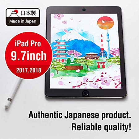 ELECOM Screen Protector for The iPad 9.7''(2018)/iPad Pro9.7(2018)/ Paper-Feel Film, 3H Hardness Tempered Glass Anti-Fingerprint Coating Screen Protector/Made in Japan/TB-A18RFLAPL