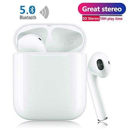 Bluetooth Headphones Bluetooth 5.0 Wireless Earbuds Noise Canceling Sports Earphones【18Hrs playtime】IPX5 Waterproof 3D Stereo headset with Portable charging box for iPhone/Android Apple Airpods Airpod