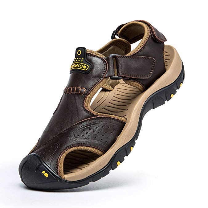 SONLLEIVOO Mens Sports Sandals Outdoor Beach Leather Water Sandal Fisherman Athletics Shoes