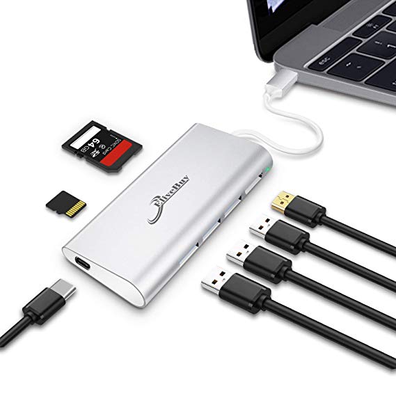USB-C Hub - 7-in-1 USB C Adapter 4K HDMI, USB 3.0,100W Power Delivery and SD/Micro Card Readers,Compatible with MacBook/MacBook pro/Chromebook/DELL XP/Laptop Windows and More