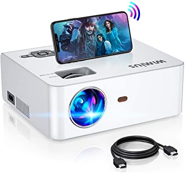 WiFi Projector, WiMiUS 6000 Lumens Mini Projector with Smart Phone Synchronize Support Full HD 1080P, 200’’ Big Screen Portable Projector with Zoom, Compatible with TV Stick, PS4, HDMI, AV and USB