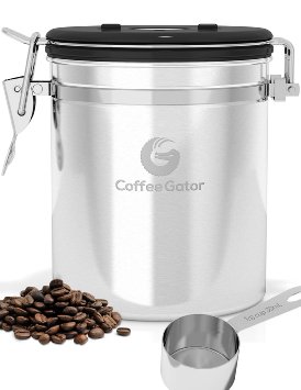 Coffee Gator Coffee Canister with Stainless Steel Scoop