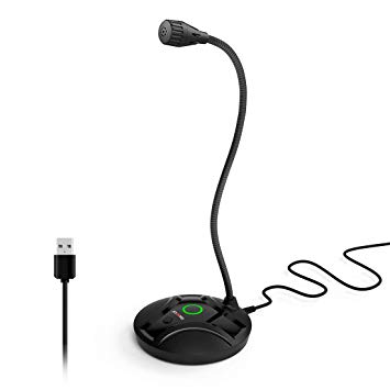 Microphone for Computer, Gaming Microphone with Mute Button Compatible with Desktop PC Laptop Mac PS4, Play & Plug USB Cardioid Gooseneck Mic Recording for Skype Streaming YouTube Game Podcast
