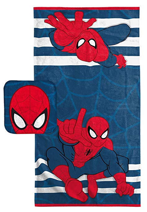 Jay Franco Marvel Spiderman Super Soft & Absorbent Kids 2 Piece Bath Towel & Washcloth Set - Fade Resistant Cotton Terry Towel Set (Official Marvel Product)