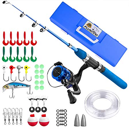 Kids Fishing Pole,Light and Portable Telescopic Fishing Rod and Reel Combos for Youth Fishing by PLUSINNO