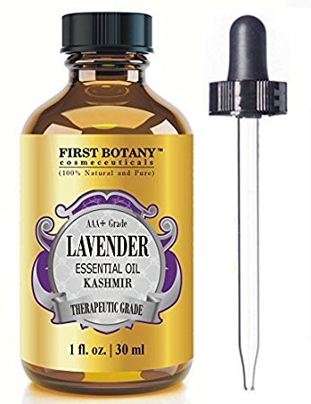 Kashmir Lavender Essential Oil with a Glass Dropper - 1 fl. oz - 100% Natural - Ideal for Aromatherapy, Massages, Hair Care and Skin Care, Bug Repellent & Acne Treatment