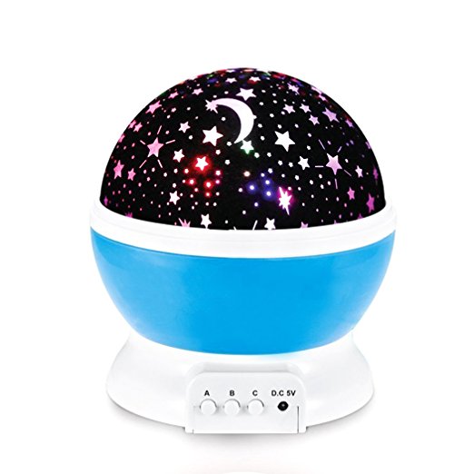 EgoEra® Cosmos Starry Moon Sky Star LED Lighting Night Lamp 3 Modes Colorful 360 Degree Rotating Romantic Room Projector With USB Cable, Night Light Projector For Baby, Kids, Children, Bedroom Lamp For Christmas, Blue