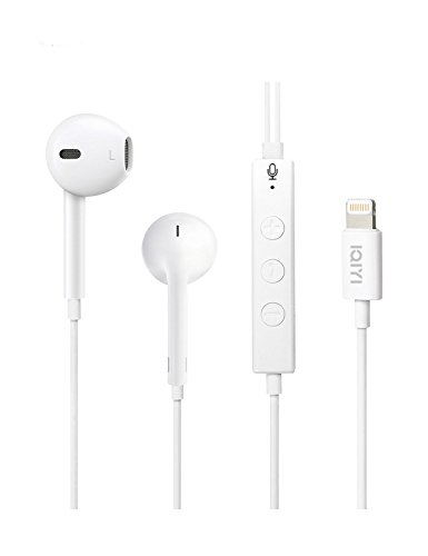 IQIYI [Apple MFi Certified] Lightning Earpods, 8-pin Earbuds / Earphones / Headphones, Wired Phone Headset with Mic Remote Control for iPhone 7 / 7 Plus / 6 / 6 Plus, iPad Air 2, iPod, White
