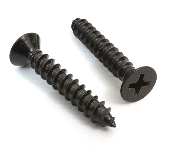 #8 x 1" Xylan Coated Stainless Flat Head Phillips Wood Screw (100 pc), 18-8 S/S Black Xylan Coating, Choose Size, by Bolt Dropper