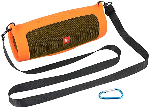 co2CREA Silicone Travel Case Replacement for JBL Charge 4 Waterproof Bluetooth Speaker (Orange Case)