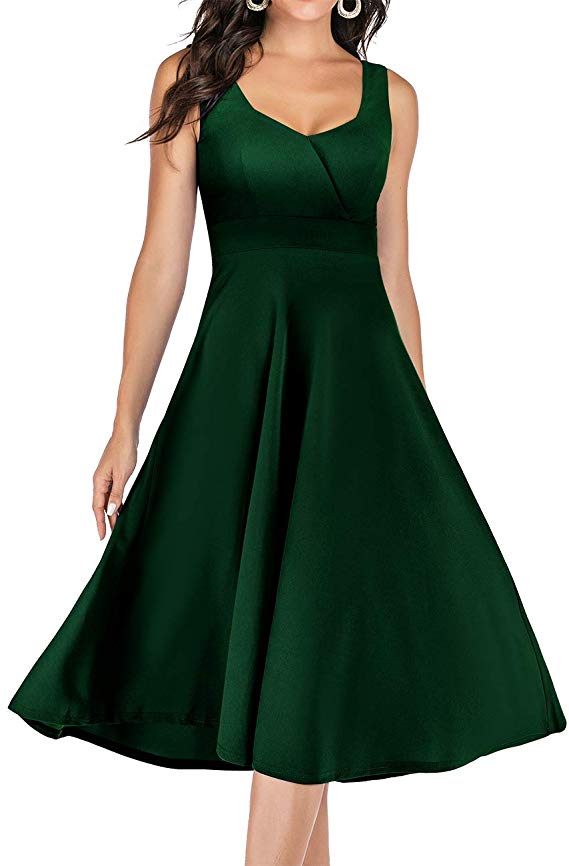 DRESSTELLS Women's Vintage Homecoming Sleeveless Tea Dress Cocktail Party Swing Dress