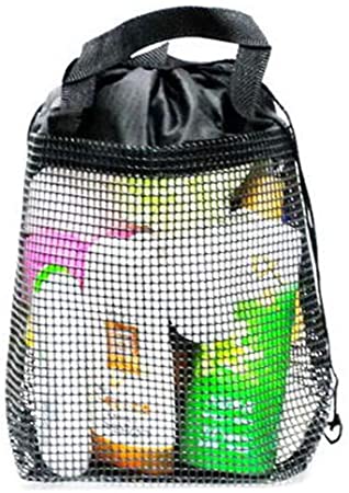 Kangkang@ Quick Dry Mesh Shower Caddy, Shower Tote, Shower Bag, Black, for Travel Bath Package Toiletry Bags Hand Carry All The Checkered Wash Gargle