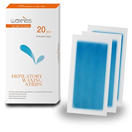 Ready To Use,Body Cold Wax Strips for Hair Removal Women Men Legs and Armpit,20 Count (10 Double-sided) Home Waxing Strips