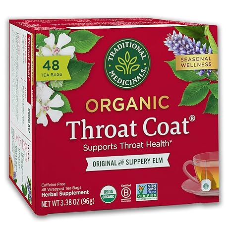 Traditional Medicinals Tea, Organic Throat Coat, Supports Throat Health, 48 Tea Bags