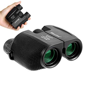 Compact Binoculars, 10x25 Folding High Powered Waterproof Portable Binoculars Weak Light Night Vision with Fully Multi-Coated Lens for Bird Watching, Outdoor, Travelling, Concerts