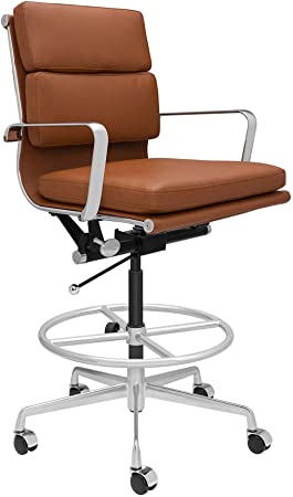 SOHO Soft Pad Drafting Chair - Ergonomically Designed and Commercial Grade Draft Height for Standing Desks (Brown)