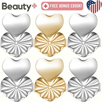 NEW & IMPROVED Earring Lifts   BONUS eBook - 3 pairs 18k Gold Sterling Silver Hypoallergenic Earring Lifters - 2 Pairs Sterling Silver 1 Pair 18k Gold Plated - Magic Lifts Bax