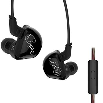 Triple Driver In-Ear Headphones, KZ ZSR High Fidelity Dynamic Hybrid Earbuds(Earphones) (Black with Mic)