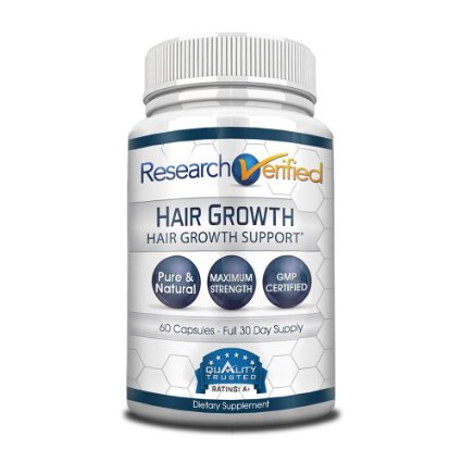 Research Verified Hair Growth Support - The Best Hair Growth Supplement on the Market - With Biotin, Saw Palmetto, MSM, Vitamins A E B2 B6 B12 - 100% Money Back Guarantee. 1 Month Supply