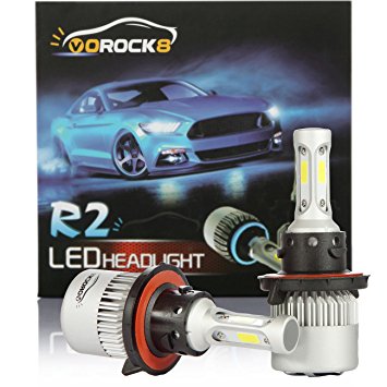 R2 COB H13 9008 8000LM LED Headlight Conversion Kit, Hi/Lo beam headlamp, Dual Beam Head Light, HID or Halogen Head light Replacement, 6500K Xenon White, 1 Pair- 1 Year Warranty