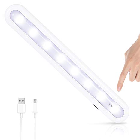 STAR-SPANGLED Closet Light, USB Rechargeable Under Cabinet Light, Angle Adjustable Wireless LED Touch Light, Rotatable Stick-on Anywhere Dimmable Night Light for Wardrobe, Kitchen, Bedroom, Cool White