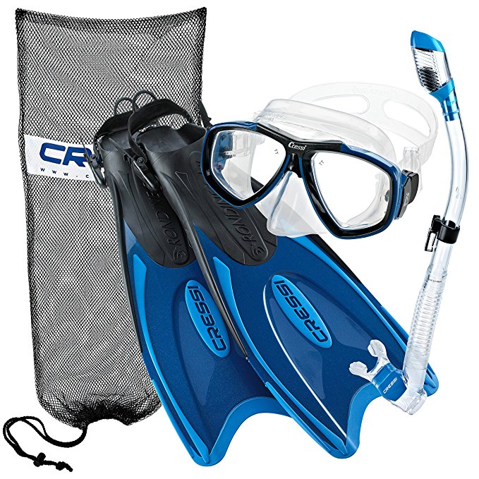 Cressi Palau Long Focus Mask Fin Snorkel Set, (Made In Italy)