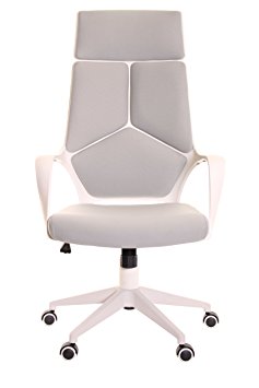 TimeOffice Ergonomic Office Chair with Armrest And Matt White Color Frame–Grey