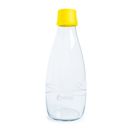 Retap Eco-Friendly Refillable BPA Free Borosilicate Glass Bottle and Water Infusion - Yellow - 27-Ounce