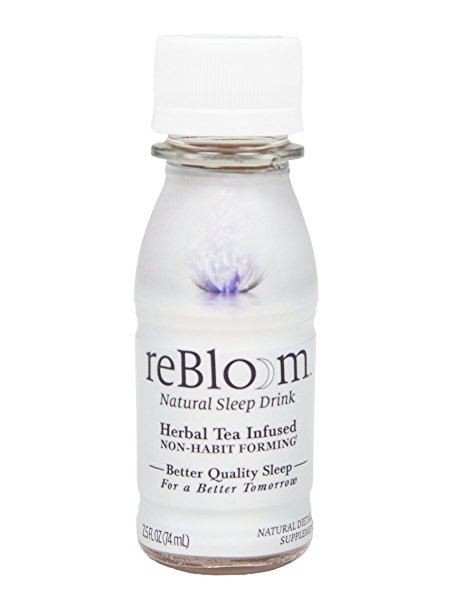 REBLOOM Natural Sleep Aid with Melatonin, Valerian & Chamomile | Herbal Sleeping Supplement Drink 7-Bottle Pack | Non-Habit Forming Pill Alternative | With Magnesium and Vitamin E & B-12