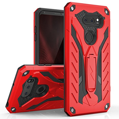 LG V30 Case - Zizo [Static Series] Shockproof [Military Grade Drop Tested] w/ Kickstand [LG V30 Heavy Duty Case] Impact Resistant, Red/Black