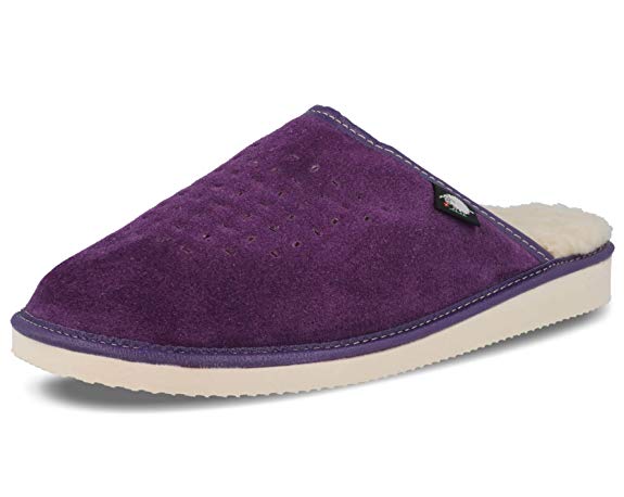 FOOTHUGS Ladies Suede Mule Slippers with Natural Wool Lining and Arch Support Size 3.5,4,5,6,7,8UK
