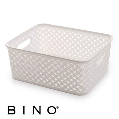BINO Woven Plastic Storage Basket, Medium (White)