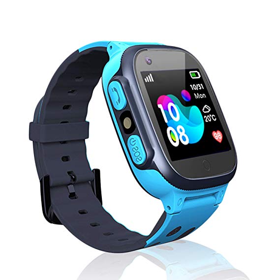 Kids smartwatch Phone Watches for Children with LBS Tracker sim Card Anti-Lost sos Call Boys and Girls Birthday Compatible Android iOS Touch Screen Voice Chat Remote Camera