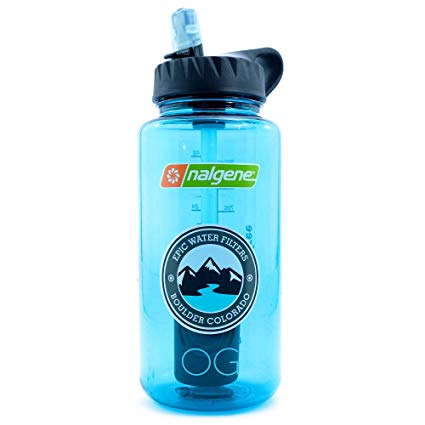 Epic Nalgene OG | Water Filtration Bottle | Wide Mouth 32 oz | American Made Bottle | USA Made Filter Removes 99.99% of Tap Water Contaminants Lead Chlorine Chromium 6 Arsenic Chloroform