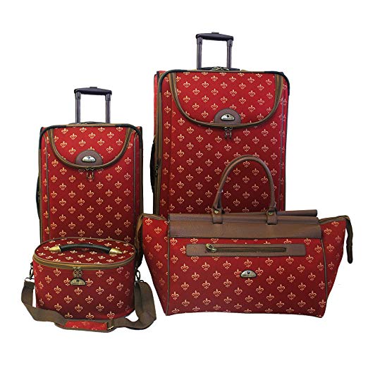 American Flyer Luggage Fleur De Lis 4 Piece Set, Red, One Size