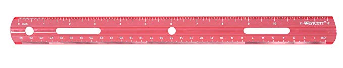 Westcott Plastic Ruler, 12 Inches/30 Centimeters, Red (16016)