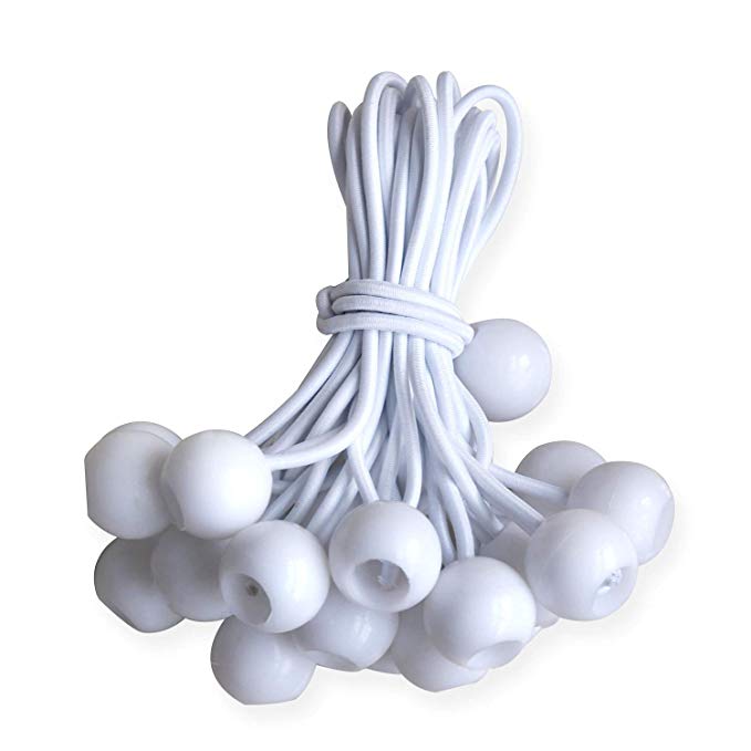 ABCCANOPY Heavy Duty Ball Bungee Canopy Tarp Tie Down Cord Elastic String Ball Bungee tarp Ball Ties(White 20pcs, 6")