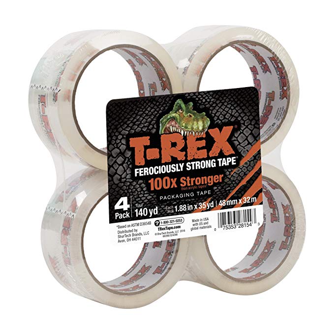 T-REX Clear Packing Tape Refill, 4 Rolls, 1.88 in. x 35 yd. (285045)