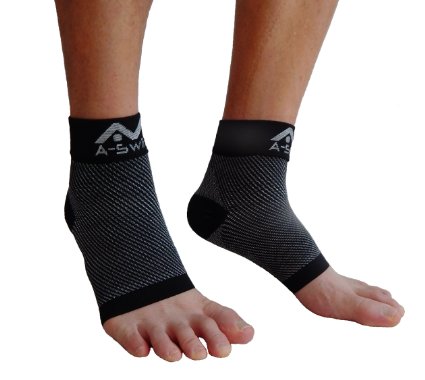 A-Swift Plantar Fasciitis Socks - Best Ankle Support Heel Arch Compression Sleeve Brace for Men and Women - Relief from Swelling and Foot Pain - Boosts Blood Circulation and Recovery - Includes Free Bonus E-Book