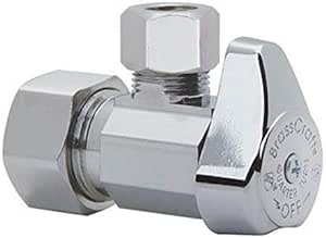 BrassCraft G2CR19X C1 1/2 in. NOM Comp Inlet x 3/8 in. OD Compression Outlet Chrome Plated Brass 1/4 Turn Angle Valve - 3 Pack