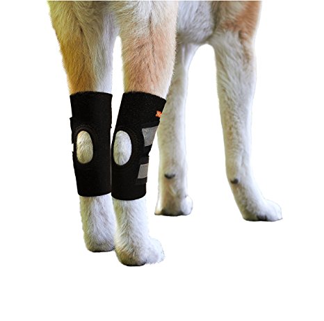 NeoAlly Dog Hind Leg Brace Canine Rear Hock Joint Wraps with Safety Reflective Straps, Compression Sleeves for Injury and Sprain Protection, Wound Healing and Loss of Stability from Arthritis (Pair)