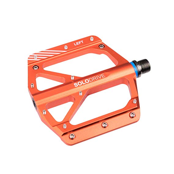 SOLODRIVE Mountain Bike Flat Pedals, Low-Profile Aluminium Alloy Bicycle Pedals, Light Weight and Thin Platform