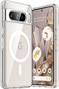 JETech Coque Magnétique pour Google Pixel 8 Pro 6,7 Pouces 2023, Compatible avec Accessoires MagSafe, Étui Housse de Protection Antichoc, Anti-Jaunissement Dos Transparent en PC Dur (Transparente)