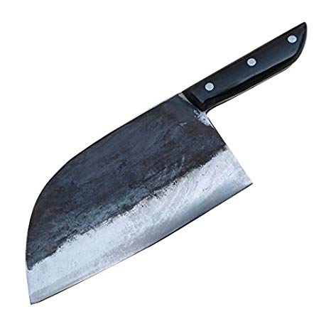 Manual forging Kitchen Knife Chef's Meat Cleaver Butcher Knife Vegetable Cutter with (Black handle)
