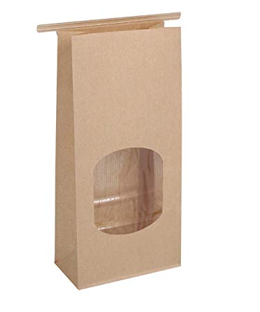 BagDream Bakery Bags Waxed Kraft Paper Bags 100pcs 4.5x2.36x9.6" Tin Tie Tab Lock Bags Brown