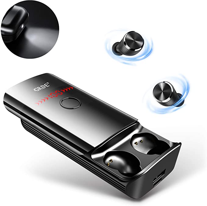 Wireless Earbuds, Bluetooth Earbuds 5.0 with LED Flashlight, 6000 mAh Charging Case 210H Playtime Stereo Sound Blueotooth Headphones, IPX6 Waterproof Built-in Mic for Running, Gym, Sport