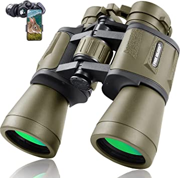 20x50 Military Binoculars for Adults with Smartphone Adapter - Compact Waterproof Tactical Binoculars for Bird Watching Hunting Hiking Concert Travel Theater with BAK4 Prism FMC Lens, Mud